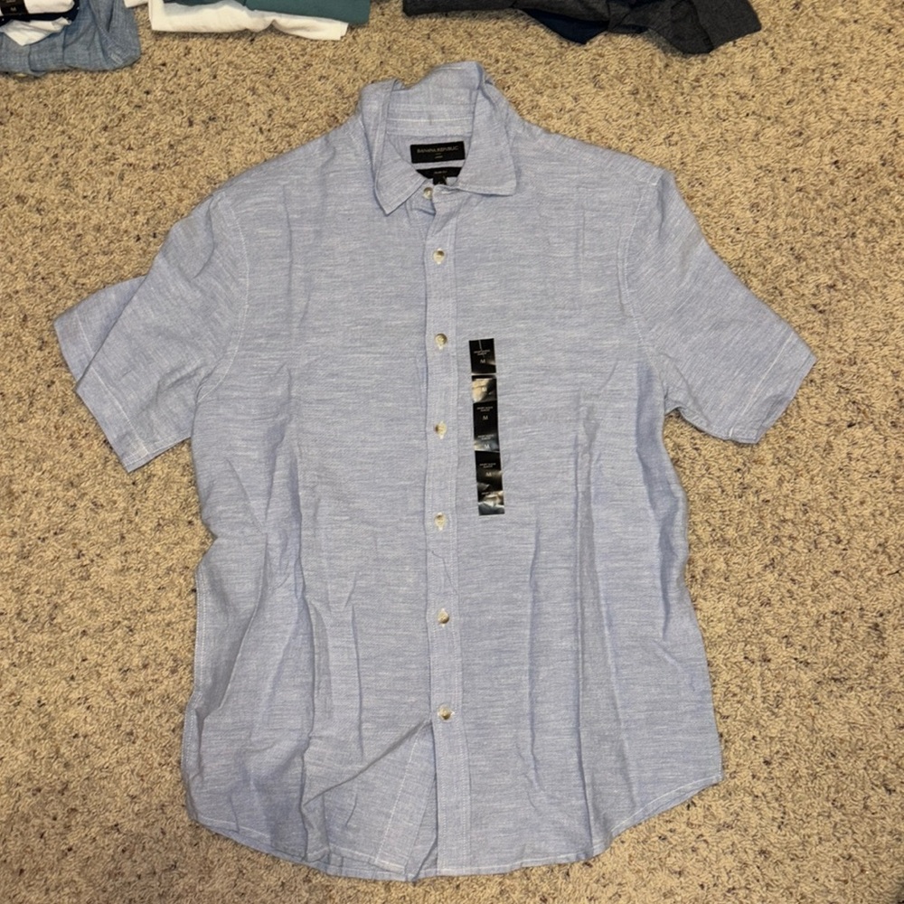 Short sleeve banana republic blue bottom up M